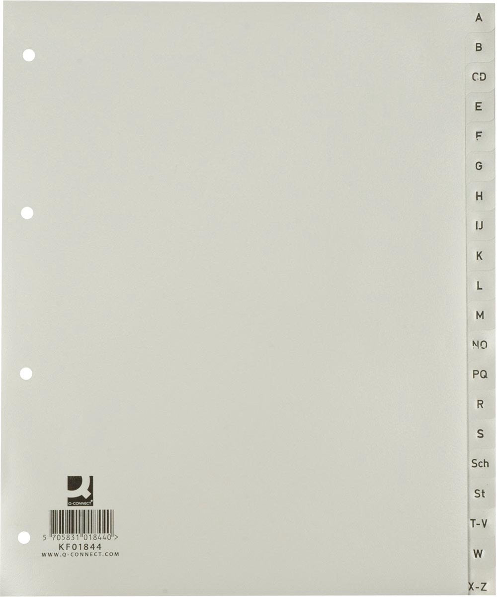 Q-Connect alphabetische Tabs, A4, PP, 20 Tabs, grau