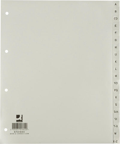 Q-Connect alphabetische Tabs, A4, PP, 20 Tabs, grau