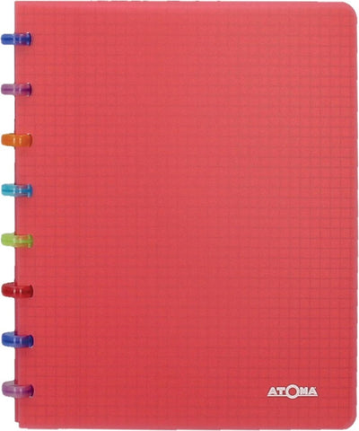 Atoma Tutti Frutti Notizbuch – A5 – 144 Seiten – kommerziell kariert – transparentes Rot