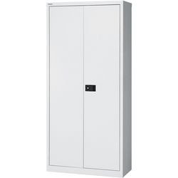Hochschrank mit Flügeltüren, Bisley-Stahl, 91,4 x 40 x 195, grau, zentrales Doppelschloss