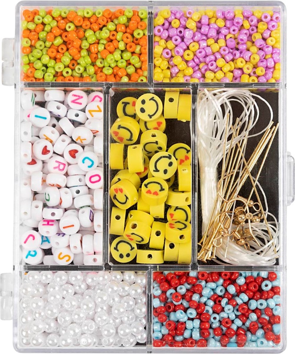 Creativ Company Kreativbox Schmuck, Regenbogen-Mix, ca. Über 1800 Teile, Regenbogenfarben, 1 Box