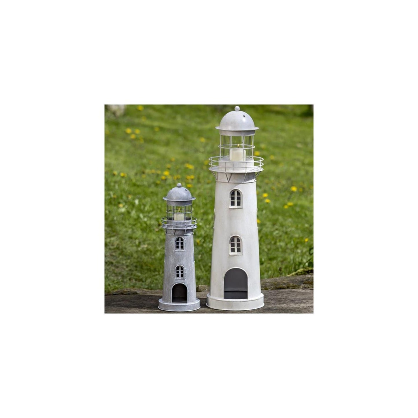 Boltze Home Laterne Leuchtturm Set 2-teilig H54-75cm