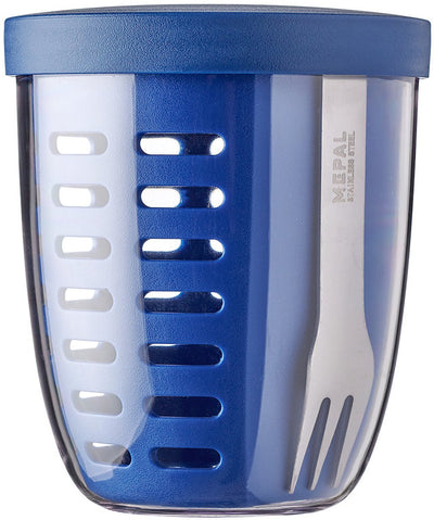 Mepal - Ellipse Obst-Gemüsetopf - 600 ml - inkl. Gabel – leuchtendes Blau