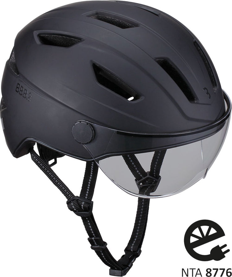BBB Cycling Move Faceshield transparenter Fahrradhelm BHE-57 – Speed-Pedelec, E-Bike-Moped – NTA 8776 – Mattschwarz – Größe L