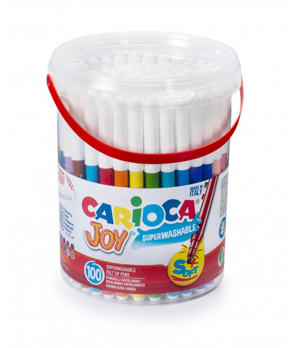 Carioca Joy-Marker – 100 Stück im Glas – Maxispitze 6 mm – waschbar – Malmarker für Kinder