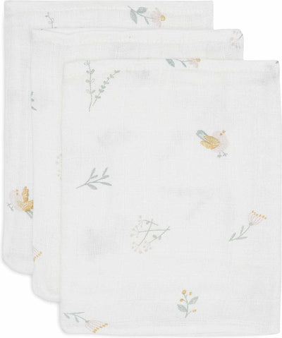 Jollein – hydrophiler Waschlappen für Babys – Baumwolle – 3 Stück – schöne Vögel – Babywaschlappen, hydrophile Waschlappen – 15 x 20 cm
