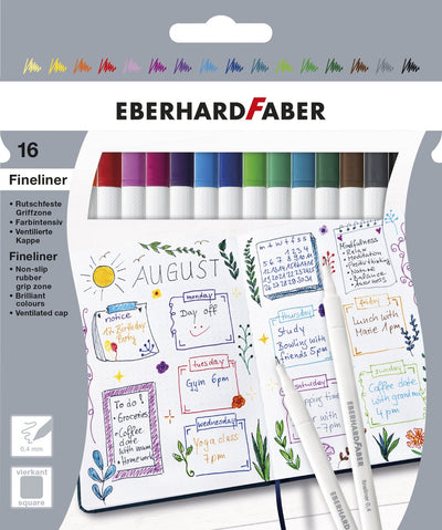Eberhard Faber Fineliner – 16 Stück – 0,4 mm – Kartonetui – EF-551516