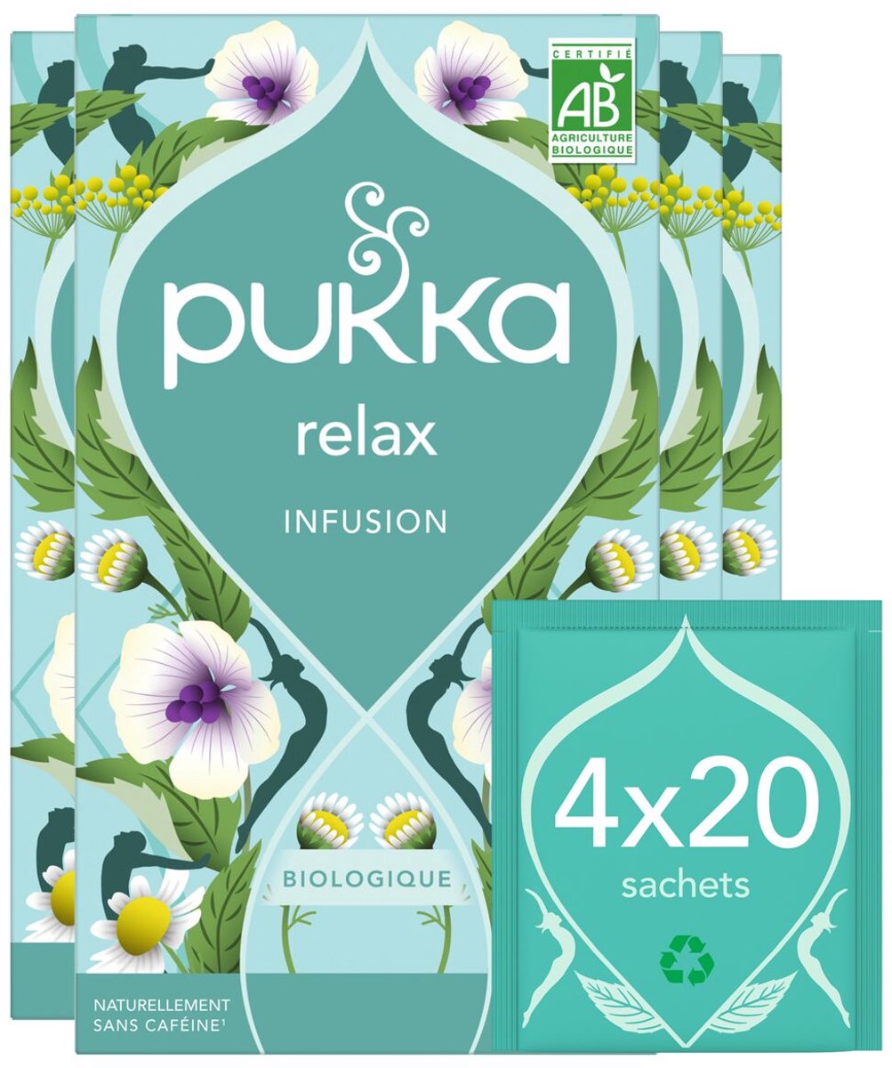 Pukka Tea Relax – 80 Teebeutel – Bio-Kräutertee – 4 x 20 Beutel – Tee-Vorteilspackung