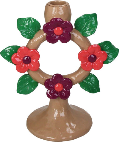 HD Collection Kerzenhalter Blumen Polyresin 17x9,9x19cm