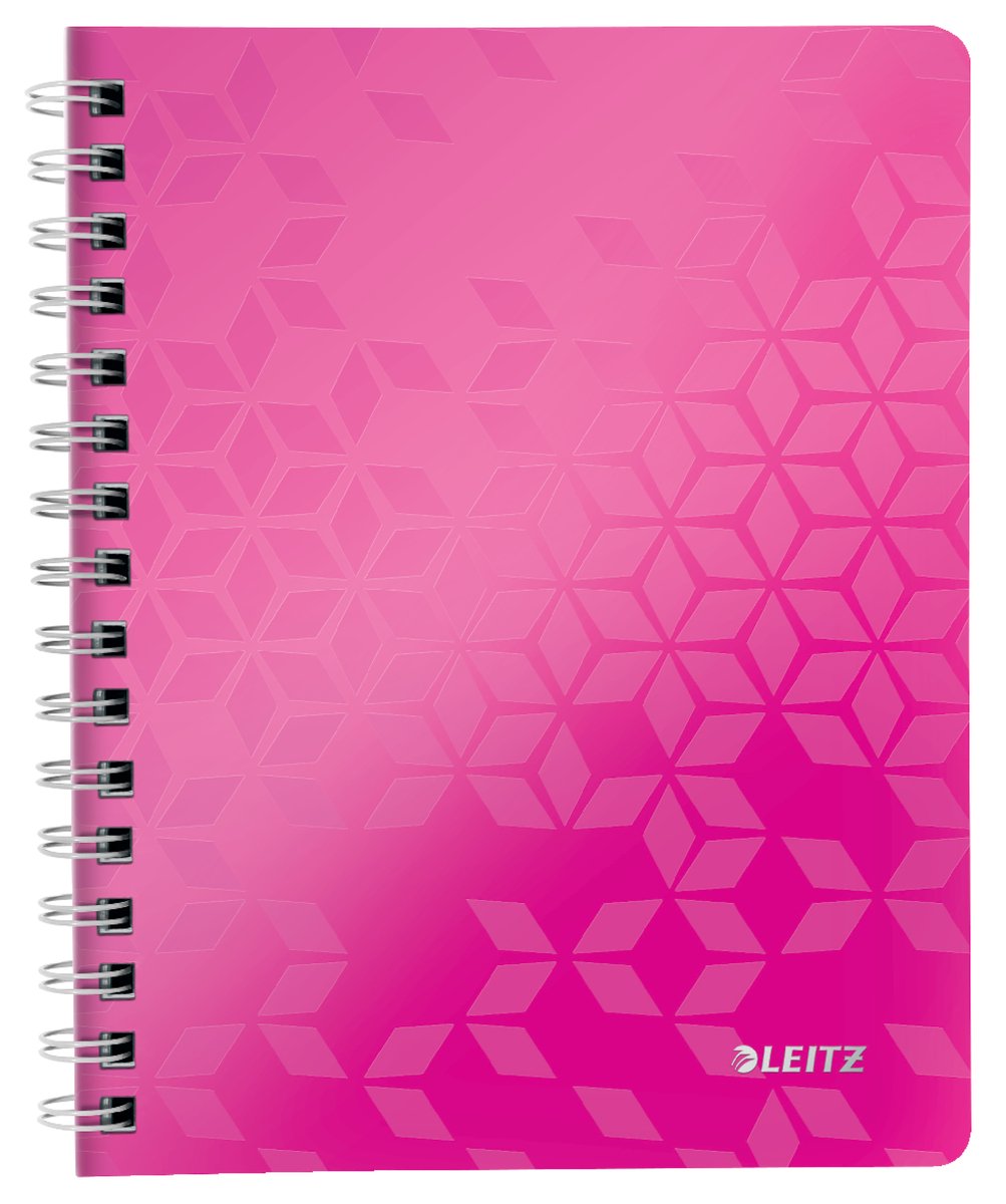 Leitz Wow Spiralgebundenes A5-Notizbuch – 80 Blatt – liniert – Rosa