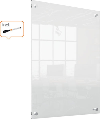 Nobo tragbares, trocken abwischbares Mini-Wand-Whiteboard – 600 x 450 Millimeter – inklusive Whiteboard-Marker – transparentes Acryl