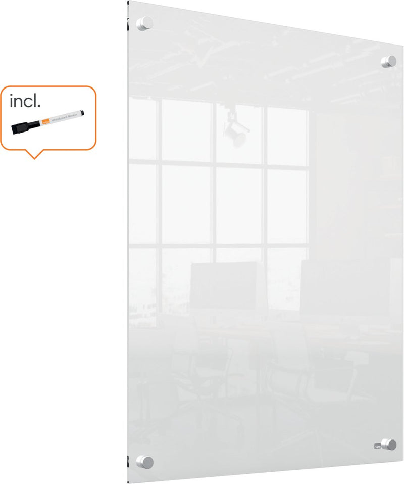 Nobo tragbares, trocken abwischbares Mini-Wand-Whiteboard – 600 x 450 Millimeter – inklusive Whiteboard-Marker – transparentes Acryl