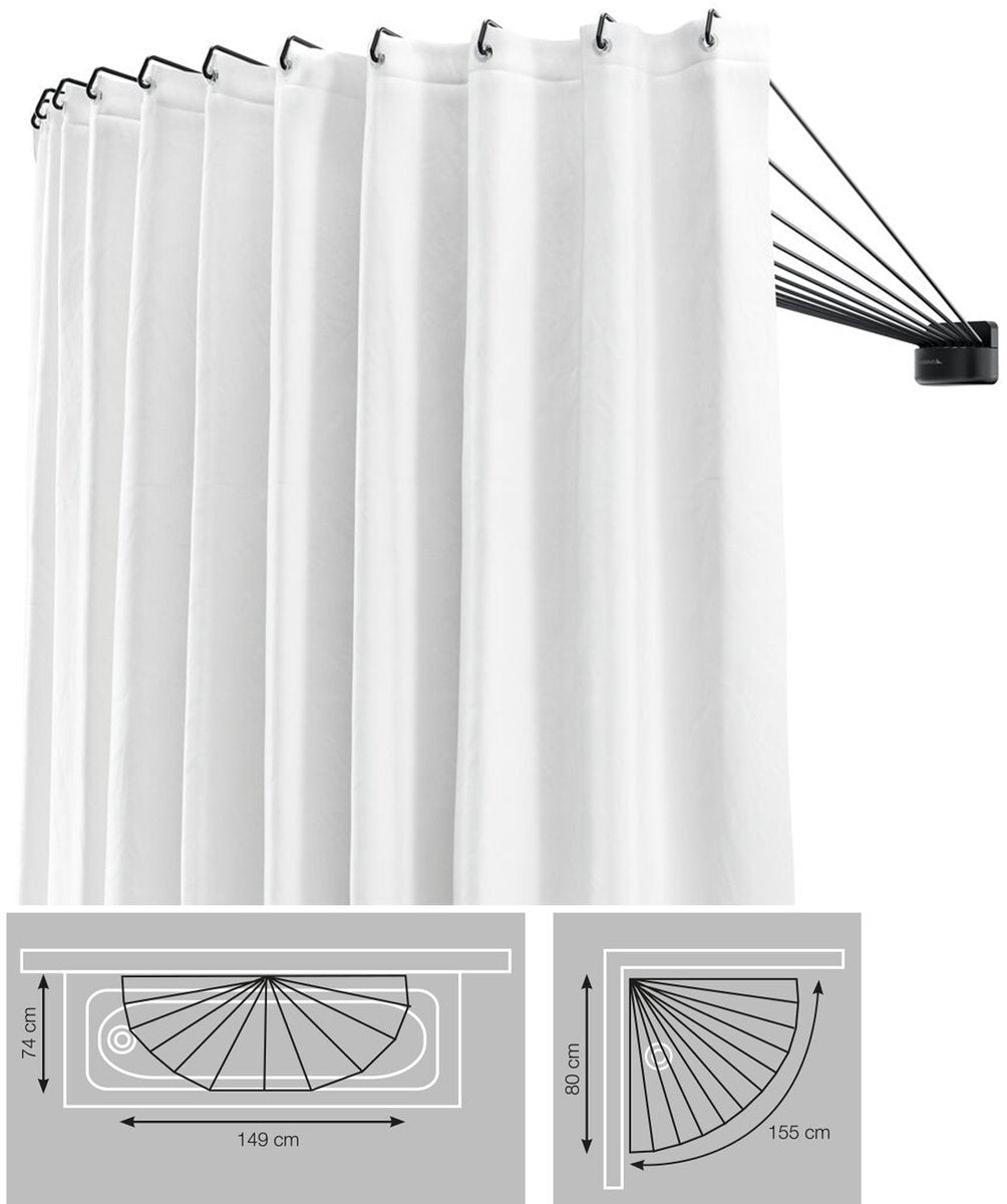Sealskin Swing – Duschvorhangstangen-Set – rund – 12 Stangen – flexibel für den Einsatz in Ecken oder flachen Wänden – schwarz