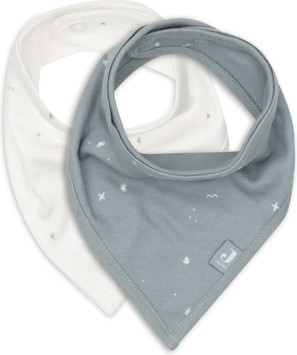 Jollein - Lätzchen Bandana - Baumwolle - Babylätzchen - 2 Stück - Funkelndes Seegrün - 2 Stück