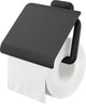 Tiger Carv - Toilettenpapierhalter mit Klappe - Toilettenpapierhalter - ohne Bohren - Bohren oder Kleben - Schwarz