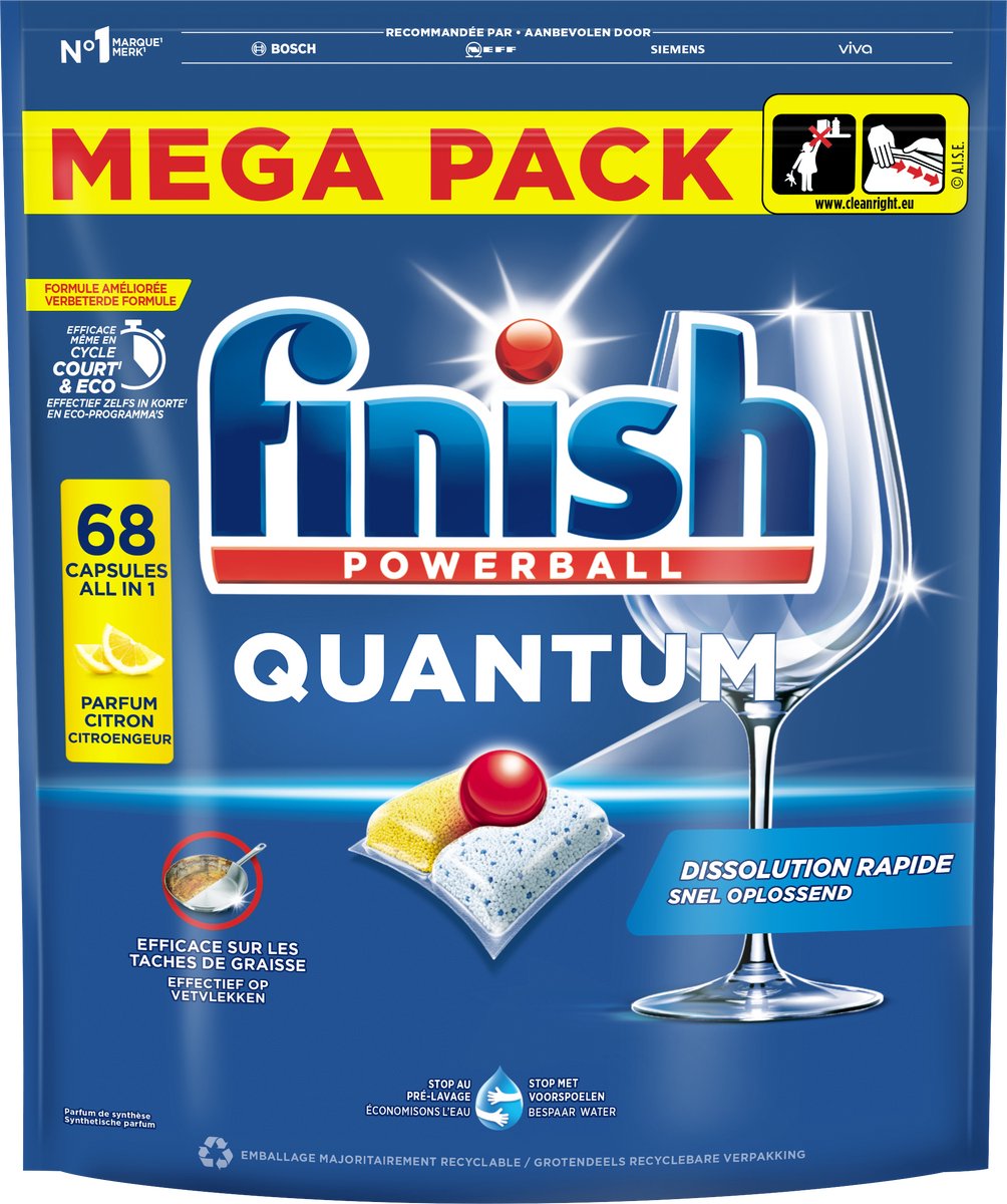 Finish Quantum Lemon Spülmaschinentabs – 68 Kapseln