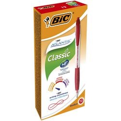 Kugelschreiber Bic Atlantis, Gummigriff, rot, nachfüllbarer Druckknopfclip