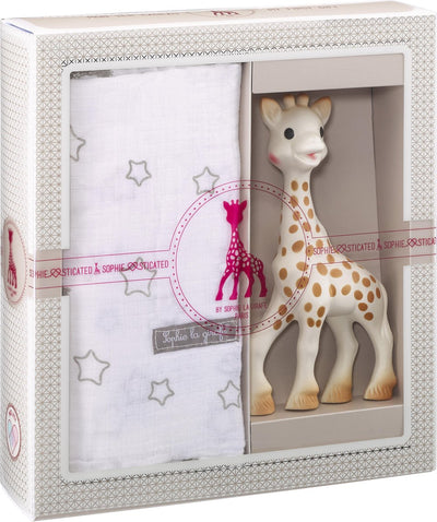 Sophie die Giraffe, anspruchsvolles Geschenkset – Babyspielzeug – hydrophiles Tuch – Mutterschaftsgeschenk – Babyparty-Geschenk – 4-teilig