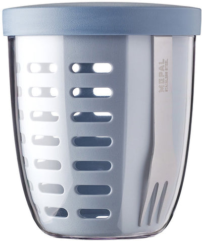 Mepal - Ellipse Obst-Gemüsetopf - 600 ml - inkl. Gabel - nordisches Blau