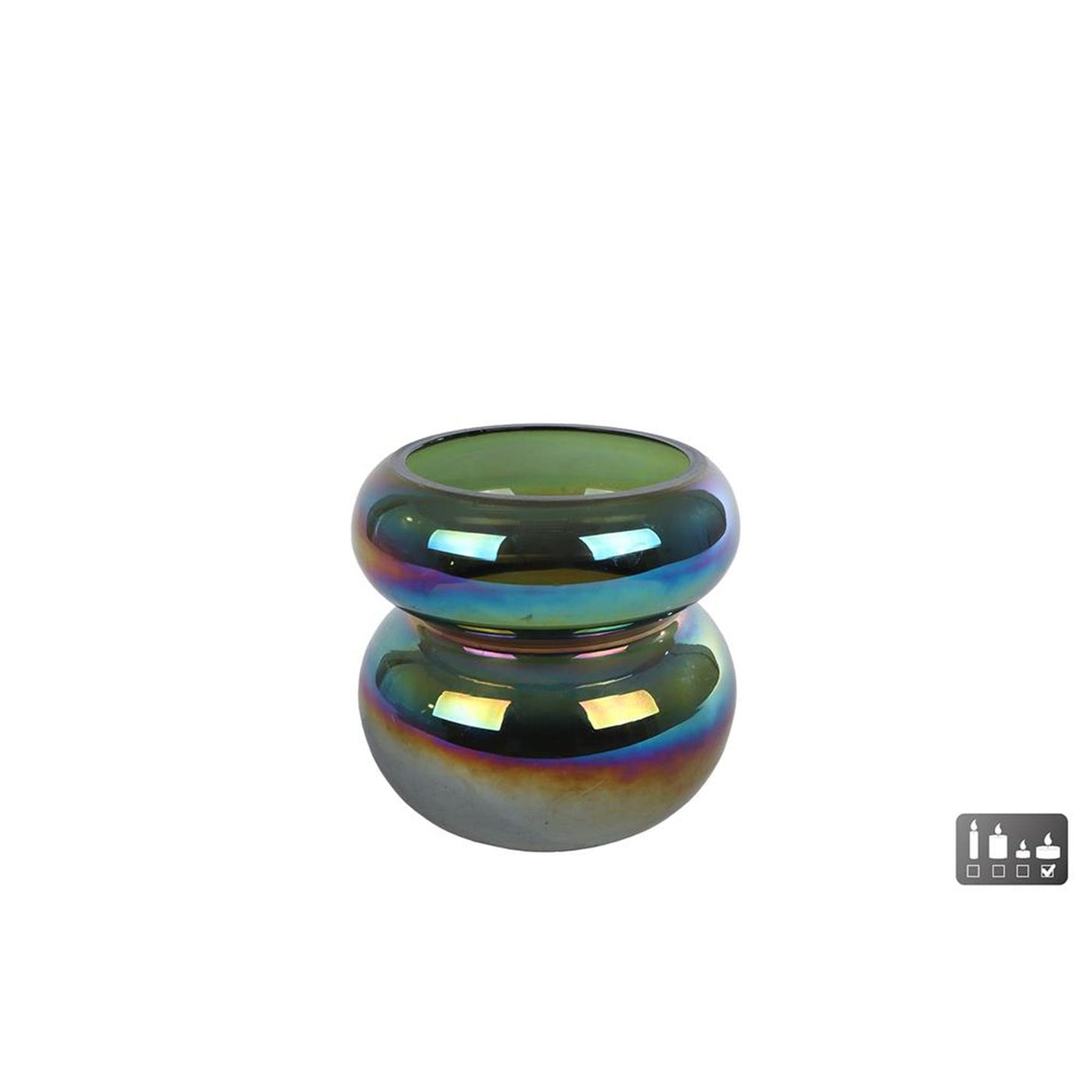 Cozydecor Laterne Erik metallic grünes Glas 9x9cm