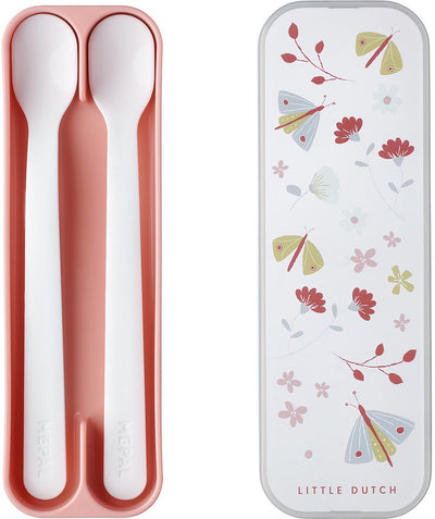Mepal Mio Babylöffel Little Dutch – 2er-Set – langer Griff – Kindergeschirr – Blumen Schmetterlinge
