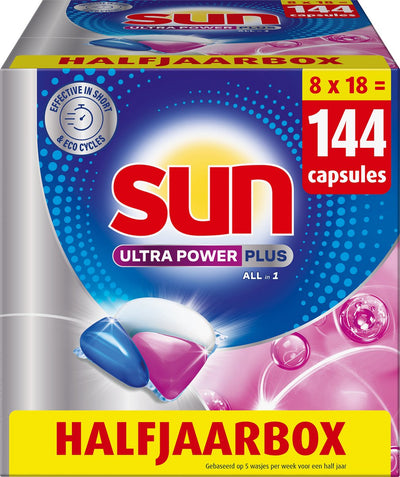 Sun – Geschirrspültabs – Ultra Power Plus – All-in 1 – 144 Kapseln – Vorteilspack