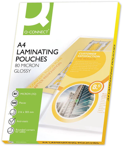 Q-Connect Laminierfolie A4 2x 80 Mikron 100 Stück
