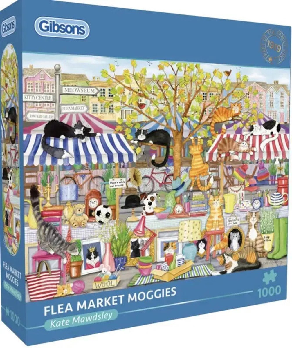 Gibsons Puzzle Flohmarkt Moggies 1000 Teile Katzen Tiere.
