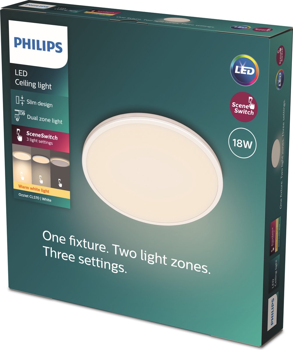Philips LED Philips Ozziet Deckenleuchte – rund – weiß – 18 W 27 K
