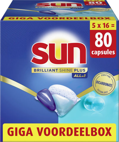 Sun - Geschirrspültabs - Brilliant Shine Plus - All-in 1 - 80 Kapseln - Vorteilspack