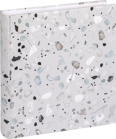 Walther fa-298-3 Terrazzo Steingrau – Designalbum – Größe 30 x 30 cm – 60 weiße Seiten – Steingrau