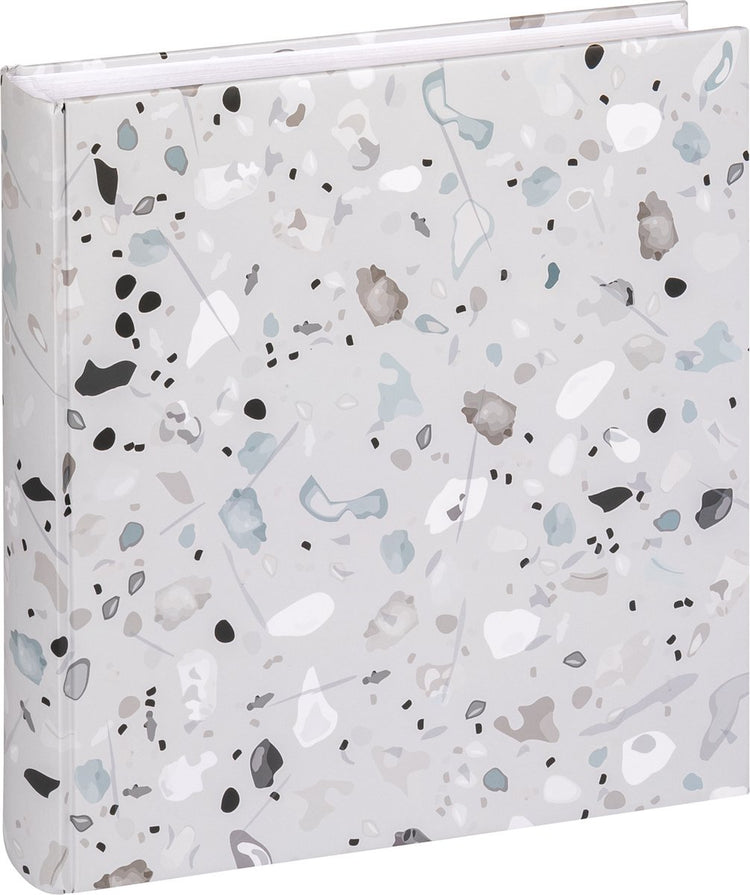 Walther fa-298-3 Terrazzo Steingrau – Designalbum – Größe 30 x 30 cm – 60 weiße Seiten – Steingrau