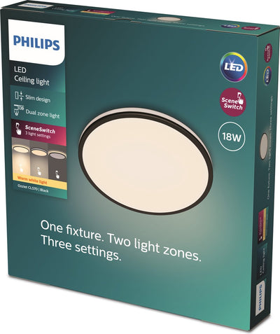 Philips LED Philips Ozziet Deckenleuchte – rund – schwarz – 18 W 27 K