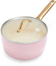 Greenpan Padova rosa Keramik-Induktionstopf mit Deckel 18 cm – PFAS-frei – Induktionstopf – ofenfest bis 200 °C – spülmaschinenfest – Edelstahlgriffe – mit Deckel – rosa