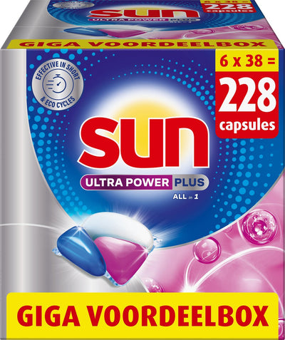 Sun – Geschirrspültabs – Ultra Power Plus – All-in 1 – 228 Kapseln – Vorteilspack