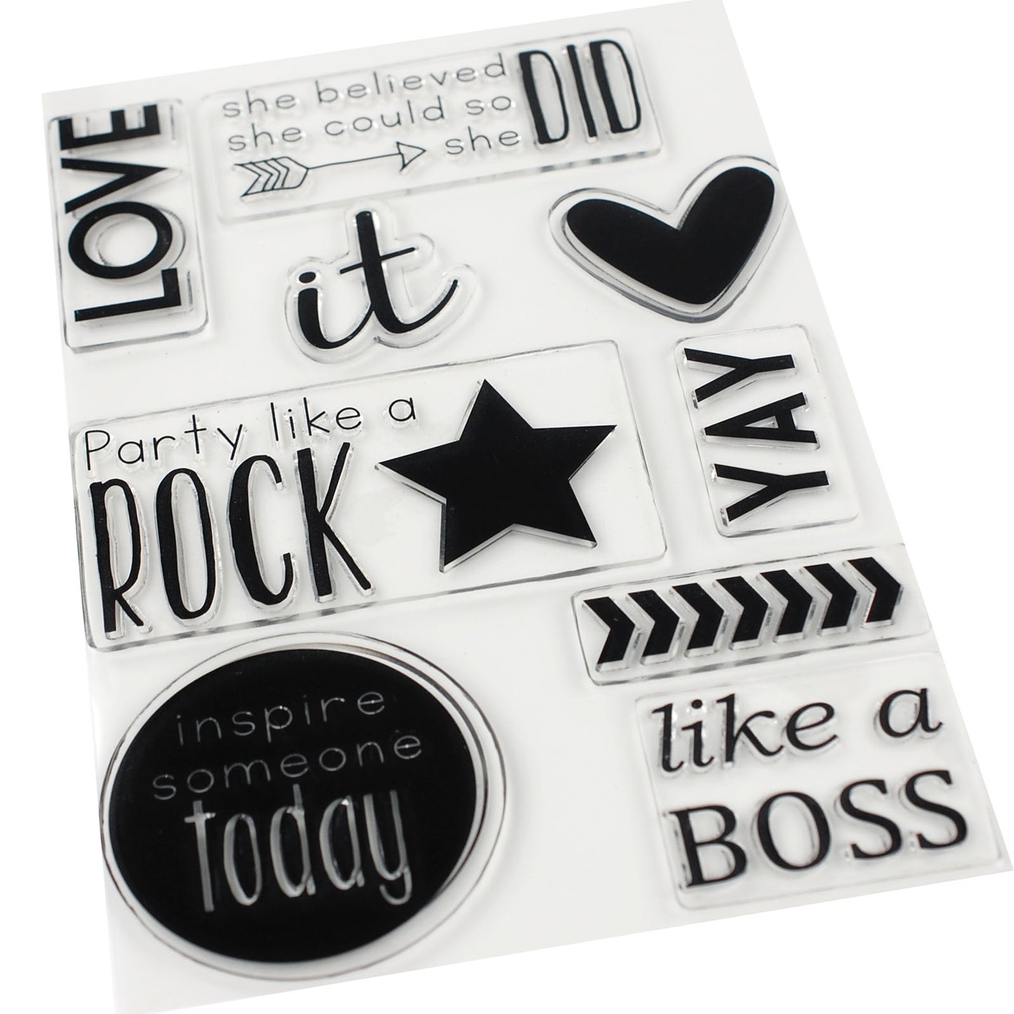 Vaessen creative • love it transparente Stempel englische Texte 9-tlg.
