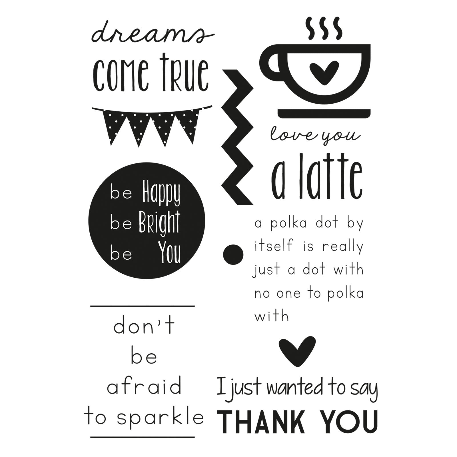 Vaessen creative • love it transparente Stempel englische Texte 7-tlg.