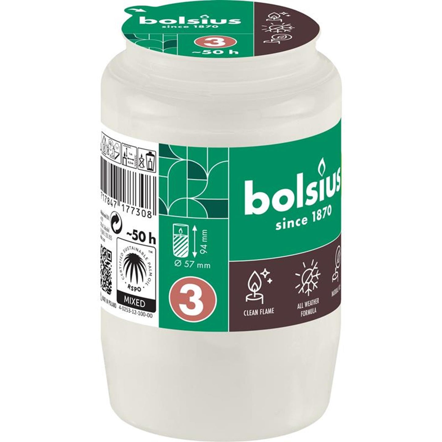Bolsius Grableuchte Compo Nr.3 weiß