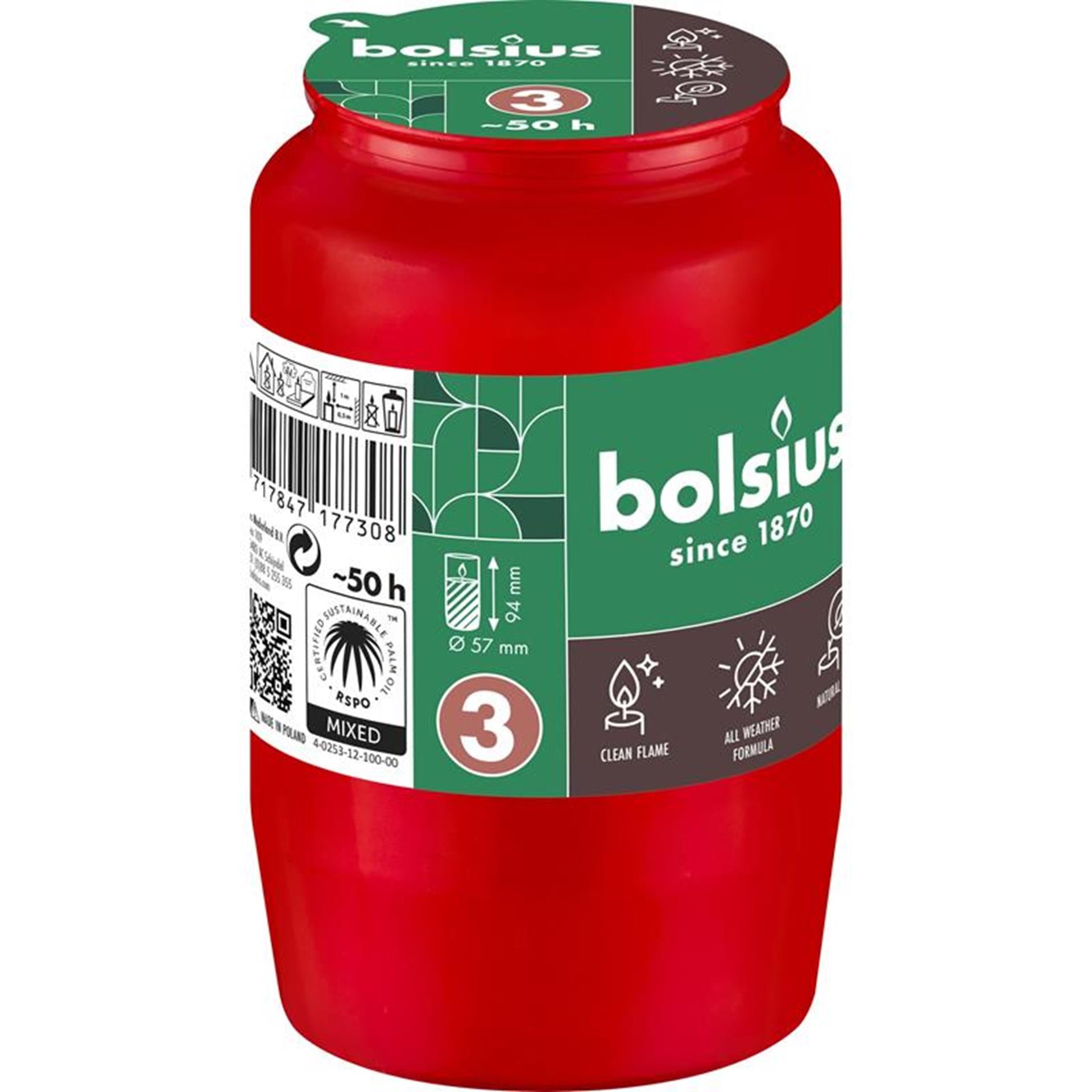 Bolsius Grablicht Compo Nr.3 rot