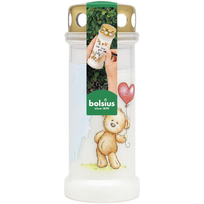 Bolsius Grablicht Nr. 6 Teddybären weiß