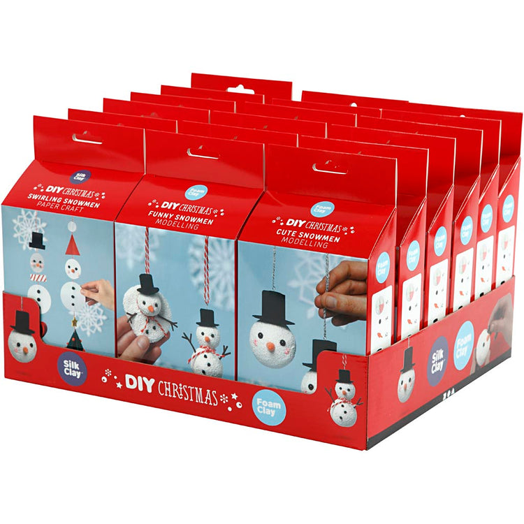 Niedliche und lustige Schneemänner aus Seidenton, 18er Set 1 Box