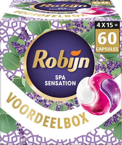 Robijn – 3-in-1-Waschkapseln – Color Spa Sensation – Waschmittel-Vorteilspackung – 4 x 15 Stück – 60 Wäschen