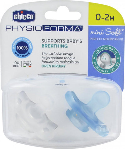 Chicco Schnuller Physio Soft 0m+ Silikon blau transparent