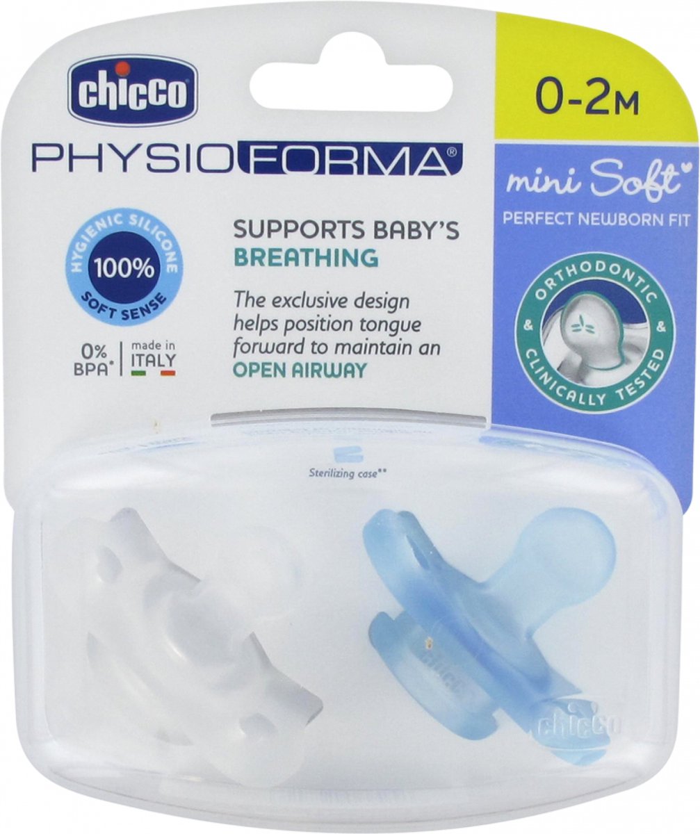 Chicco Schnuller Physio Soft 0m+ Silikon blau transparent