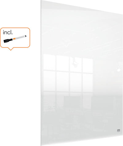 Nobo tragbares, trocken abwischbares Mini-Whiteboard für Schreibtisch oder Wand – 600 x 450 Millimeter – inklusive Whiteboard-Marker und Montagepads – transparentes Acryl