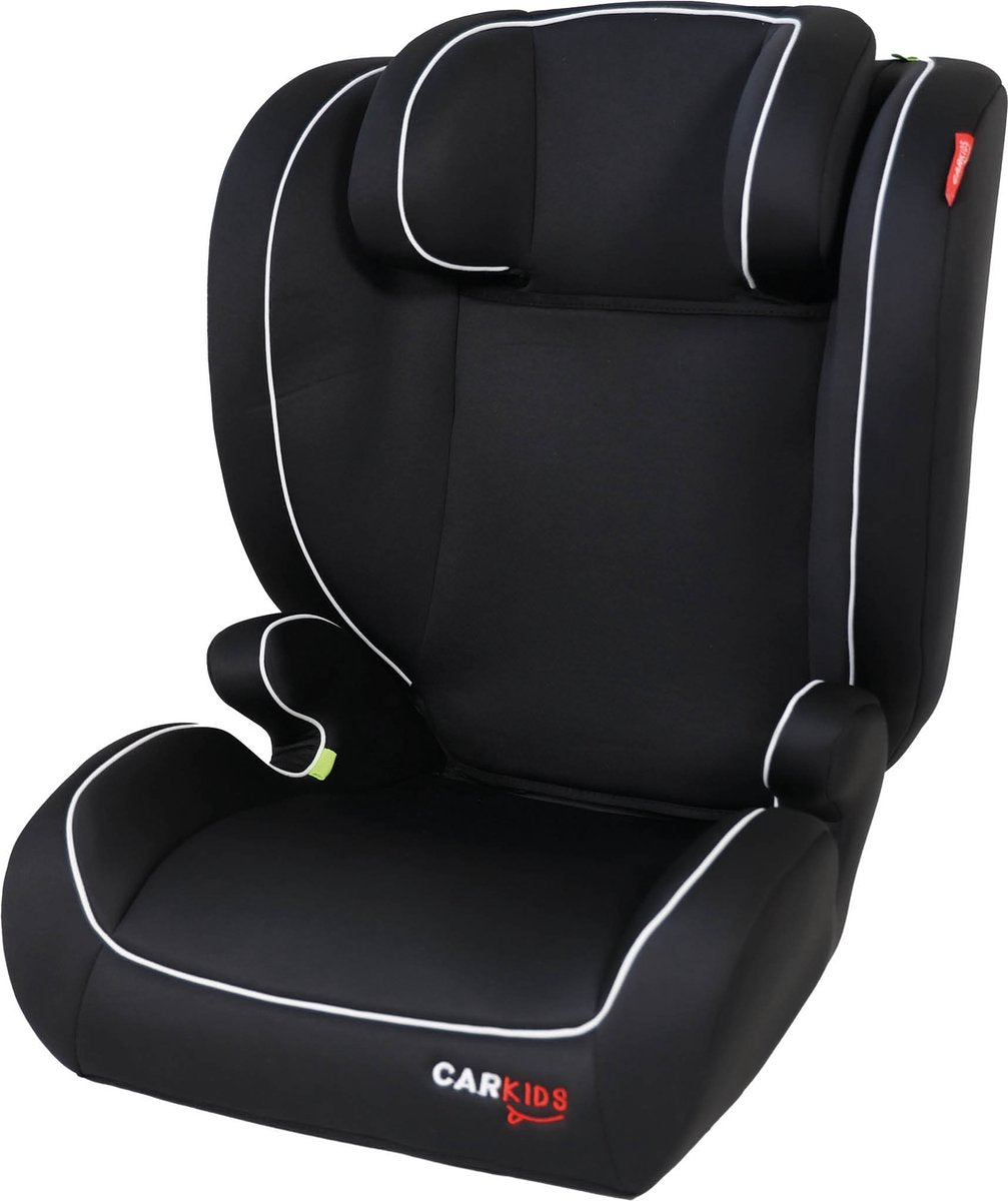 Carkids i-Size-Autositz Frankie – entspricht dem i-Size-R-129-Standard – für Kinder von 100 bis 150 cm – verstellbare Kopfstütze – flexible Installationsmöglichkeiten – Schwarz und Weiß