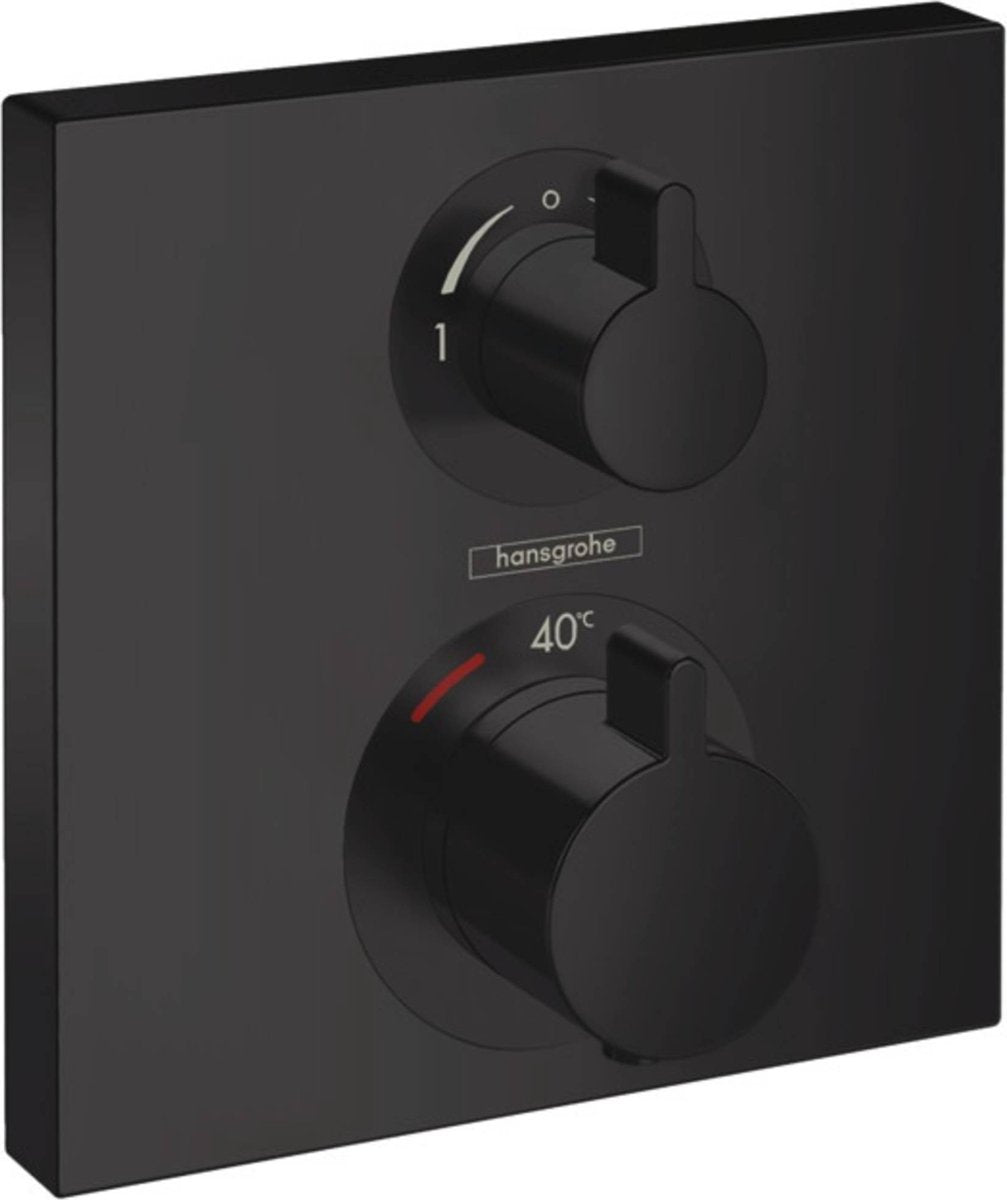 Hansgrohe Ecostat quadratisches Thermostat-Fertigset für 2 Funktionen mattschwarz