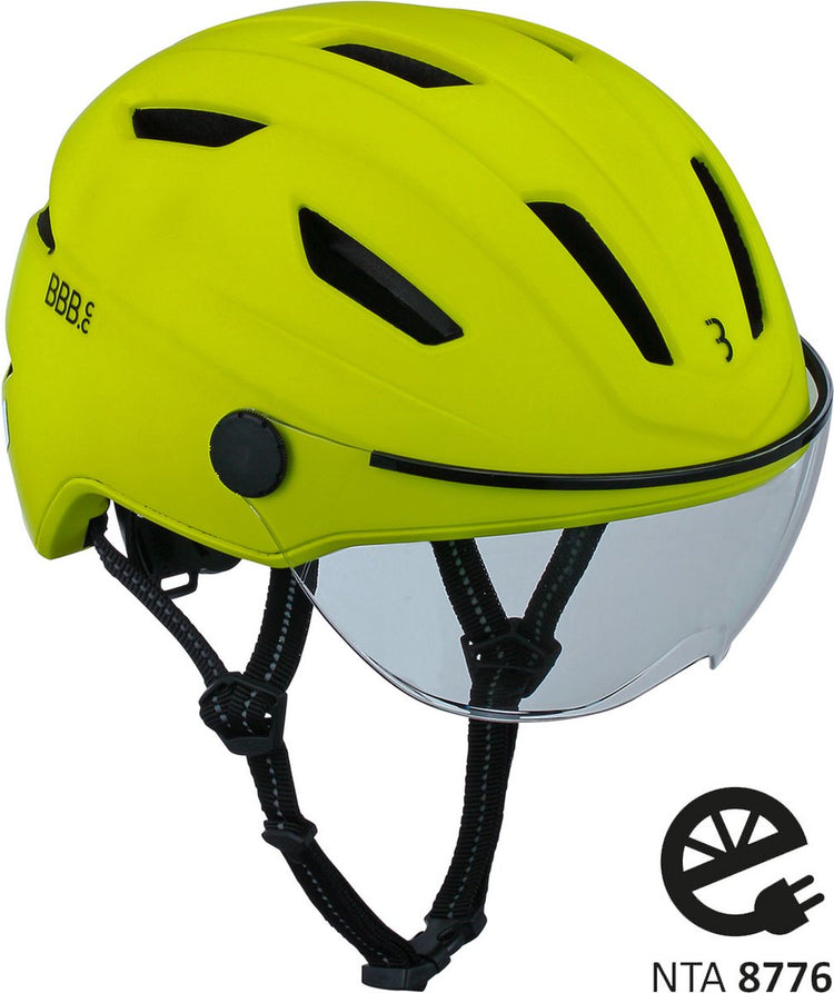 BBB Cycling Move Faceshield transparenter E-Bike-Helm – Speed-Pedelec-Helm – Elektrofahrrad – Moped – Neongelb – Größe M – BHE-57