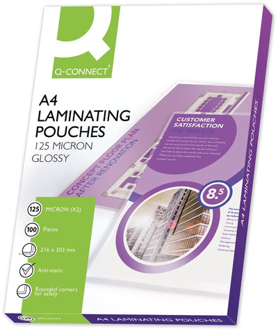 Q-Connect Laminierfolie A4 250 Mikron (2x 125 Mikron) 100 Stück