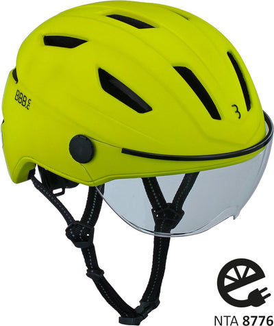 BBB Cycling Move Faceshield transparenter E-Bike-Helm – Speed-Pedelec-Helm – Elektrofahrrad – Moped – Neongelb – Größe L – BHE-57